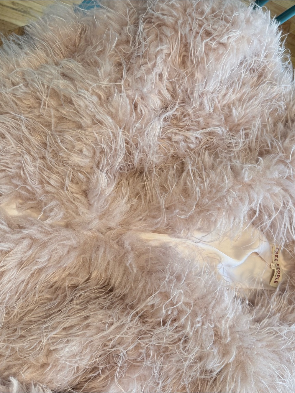 Free People Moonlight Faux Fur Jacket Soft Dusty Pink with pockets size M - Picture 8 of 10